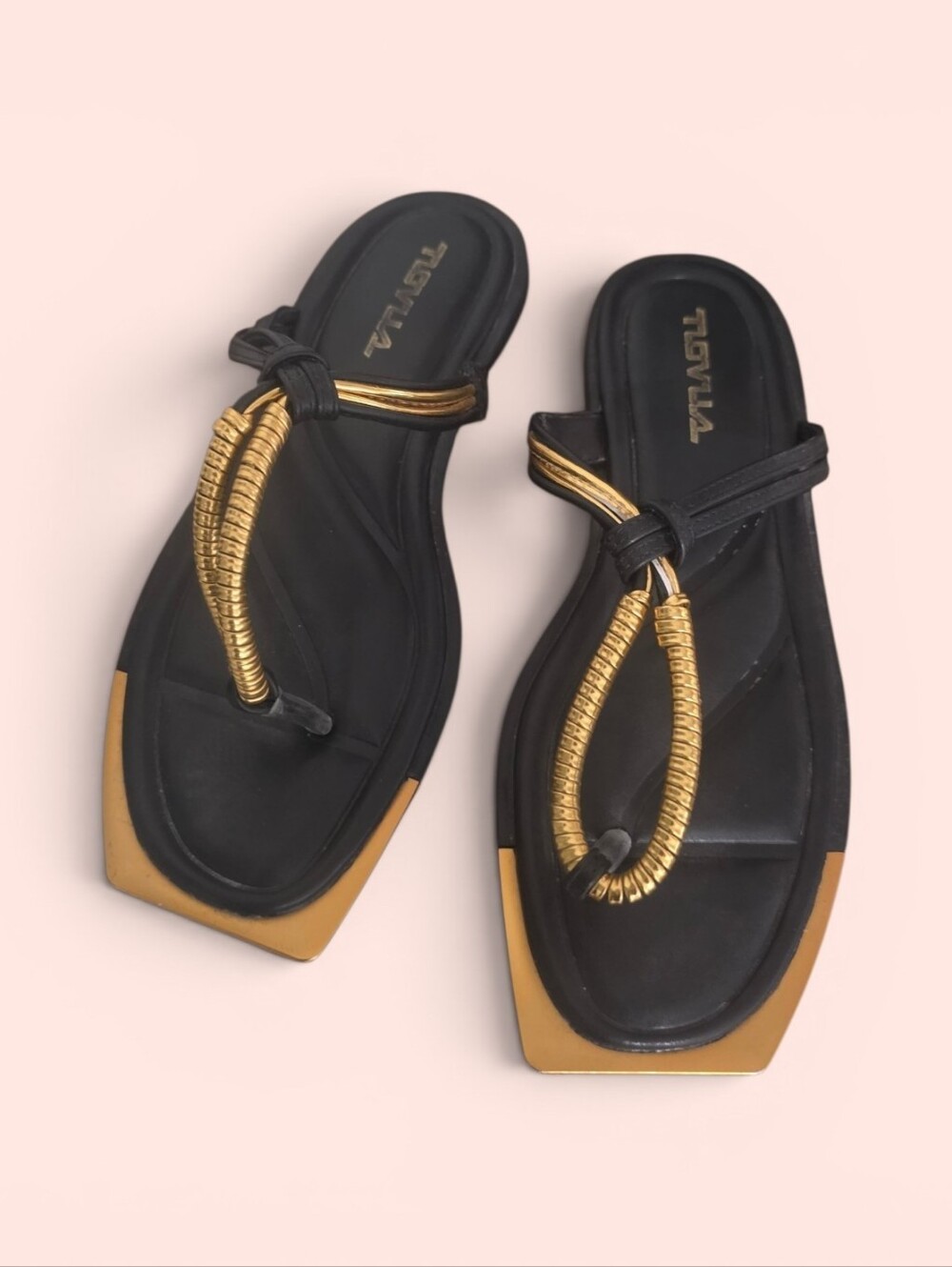 NOVUS Gold-Accent Black Sandals